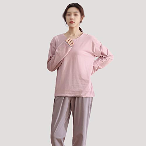 LASIMAO Juegos de Pijamas de Las señoras, Juegos de Ropa de Dormir de algodón, Pijamas de Manga Larga Conjuntos Home Loungewear Establece Ropa de Dormir cómoda Conjunto de Pijamas,E,L