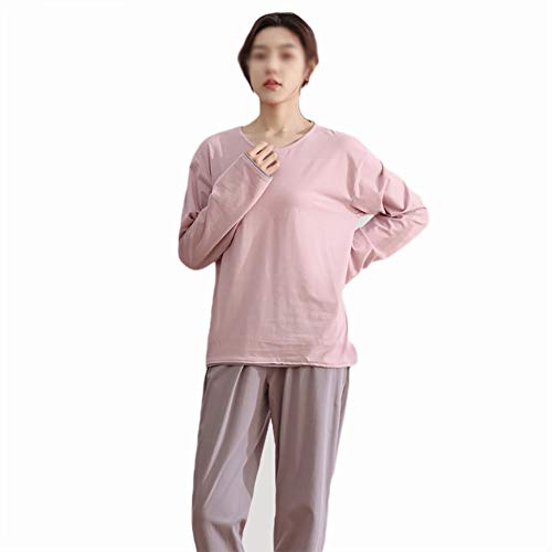 LASIMAO Juegos de Pijamas de Las señoras, Juegos de Ropa de Dormir de algodón, Pijamas de Manga Larga Conjuntos Home Loungewear Establece Ropa de Dormir cómoda Conjunto de Pijamas,E,L