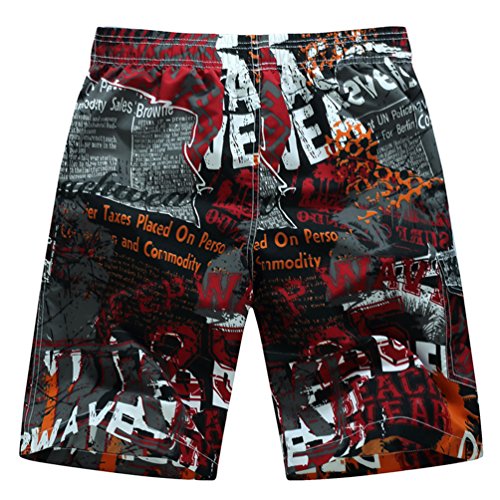 Lau's Bañador Short Hombre Trajes de baño Bermudas de Surf Playa bañadores Talla Grande Rojo Talla 52-54
