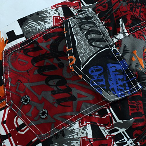 Lau's Bañador Short Hombre Trajes de baño Bermudas de Surf Playa bañadores Talla Grande Rojo Talla 52-54