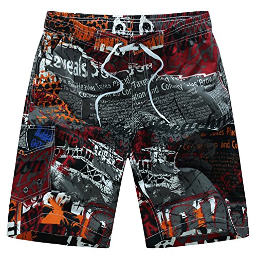 Lau's Bañador Short Hombre Trajes de baño Bermudas de Surf Playa bañadores Talla Grande Rojo Talla 52-54