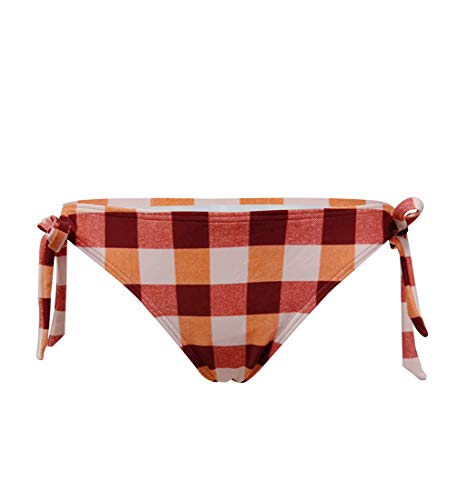 Lau's Culotes de Bikinis brasileñas para Mujer, Braguitas de Bikini a Cuadros Lazos anudados a los Lados Naranja EU 38-40/L