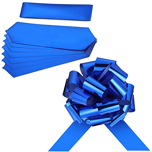 Lazo de Coche Lazo de Tirar Lazo de Envoltura de Regalos de Automóvil con Cinta de Coche de 20 Pies para Decoración de Coches Boda Nuevas Casas Celebración de Fiesta (Azul, 20 Pulgadas)