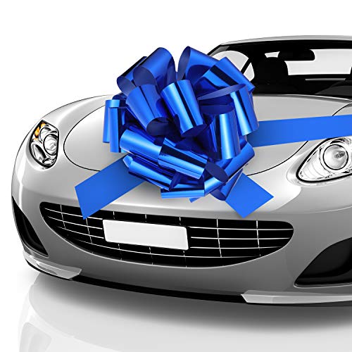 Lazo de Coche Lazo de Tirar Lazo de Envoltura de Regalos de Automóvil con Cinta de Coche de 20 Pies para Decoración de Coches Boda Nuevas Casas Celebración de Fiesta (Azul, 20 Pulgadas)
