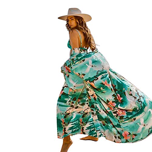 Lazz1on Vestido de Playa Mujer Largo Cárdigans de Playa Floral Impresión Kimono Traje de Baño Cover Up