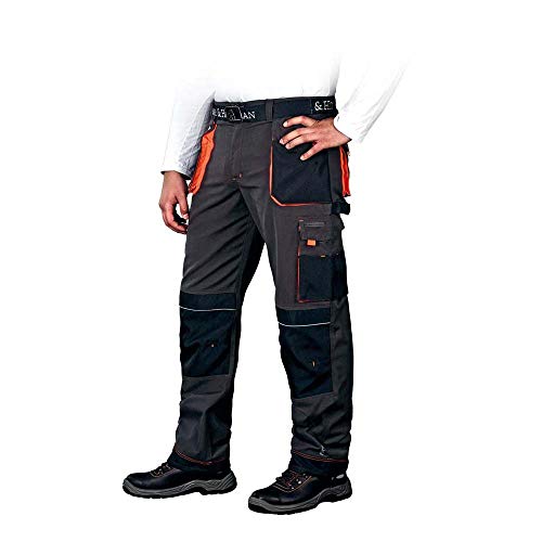Leber&Hollman LH-FMN-T_SBP62 - Pantalones protectores con forma (talla 62 alemana), color azul acero, negro y naranja