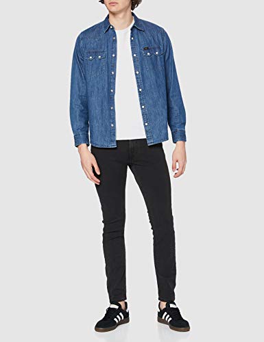 Lee Rider Shirt, Camisa Hombre, Azul (Dipped Blue La), Large