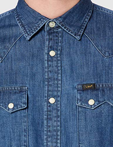 Lee Rider Shirt, Camisa Hombre, Azul (Dipped Blue La), Large
