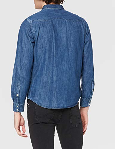 Lee Rider Shirt, Camisa Hombre, Azul (Dipped Blue La), Large