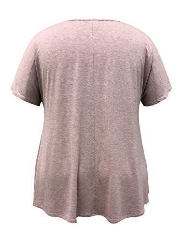 LEEBE Mujer Talla Grande - Blusa de Manga Corta con Diamante de Imitación (1XL-5XL) (3XL (54-56), Rosado)