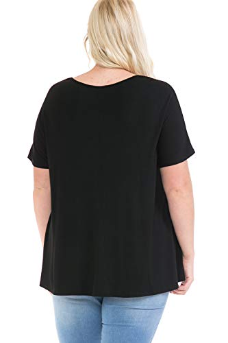 LEEBE Mujer Talla Grande - Blusa de Manga Corta con Diamante de Imitación (1XL-5XL) (3XL (54-56), Rosado)