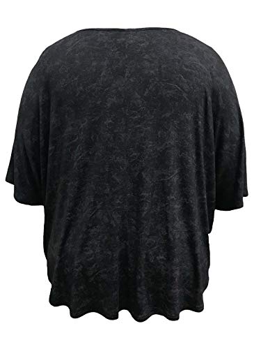 LEEBE Mujer Talla Grande - Blusa de Media Manga Dolman Embellecido (1XL-5XL) (5XL (62-64), Negro)