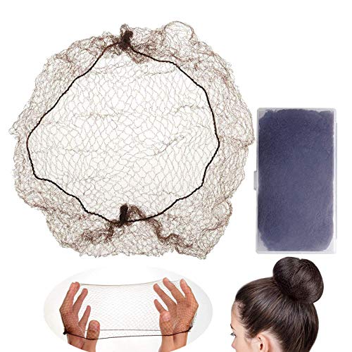 LEEQ 30 redes de pelo invisible con borde elástico para la fijación de pelucas y el cabello, para hacer moños, café