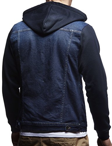 Leif Nelson Chaqueta con Capucha Chaqueta de Mezclilla de los Hombres LN-5615 Azul Small