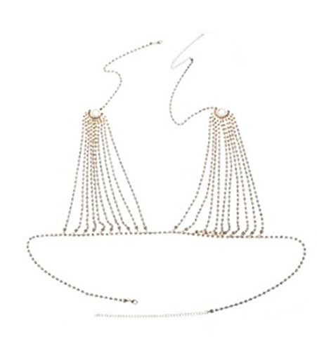 Leisial Collar Cadena de Sujetador Cuerpo con Rhinestone Borla Multicapa para Bikini Playa Collar del Arnes Joyería Accesorios de Mujeres