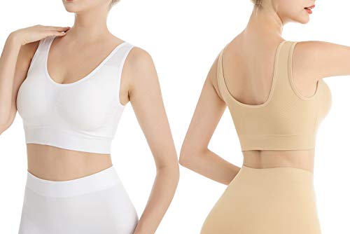 Lemef Sujetador Deportiva sin Costuras Sostén sin Aros con Almohadillas Extraíbles para Mujeres (3 Paquetes)