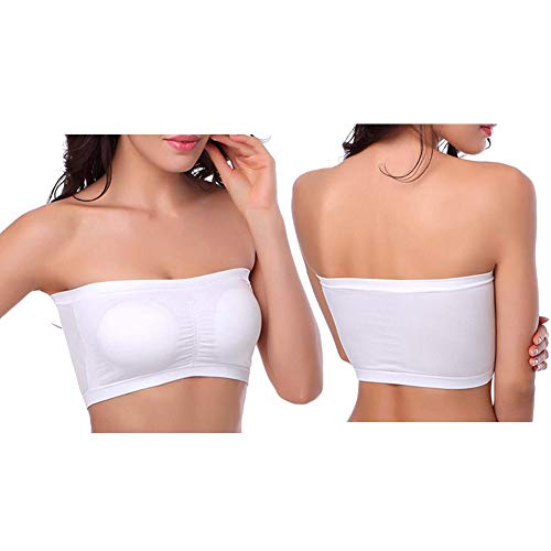 Lemef Sujetador sin Tirantes sin Costuras Bandeau Elástica con Rellenos Extraíbles para Mujer