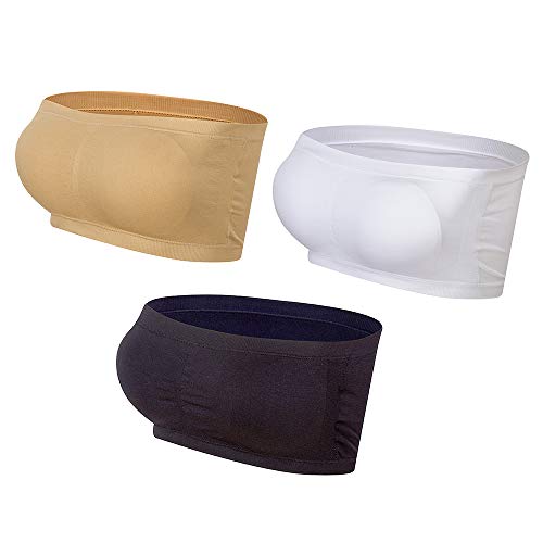 Lemef Sujetador sin Tirantes sin Costuras Bandeau Elástica con Rellenos Extraíbles para Mujer