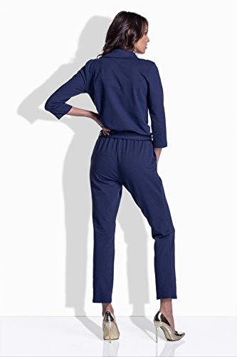 Lemoniade - Mono elegante con mangas de 3/4 - Con cuello cascada y lazo en la cadera negro Medium (40)