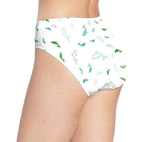 Lencería de Mujer Ropa Interior de Mujer Ocean Animal Dolphins Beautiful Cute Customized Bikini Brief Hipster Bragas Panty Ladies-Fashion-Large,