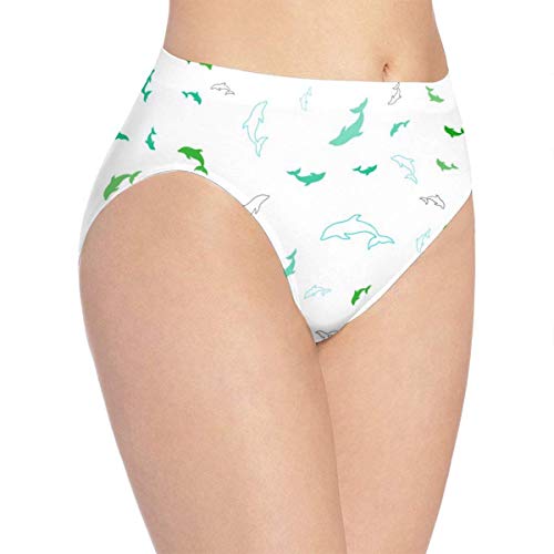 Lencería de Mujer Ropa Interior de Mujer Ocean Animal Dolphins Beautiful Cute Customized Bikini Brief Hipster Bragas Panty Ladies-Fashion-Large,
