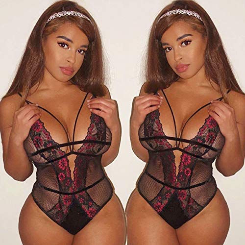 Lenceria Erotica de Mujer Ronamick Mujeres Ropa Interior de Encaje Sexy Dormir Robe Babydoll Ropa Interior Femenina Sexy(Promociones Casual, Sexy,Club) (XXL, Negro)