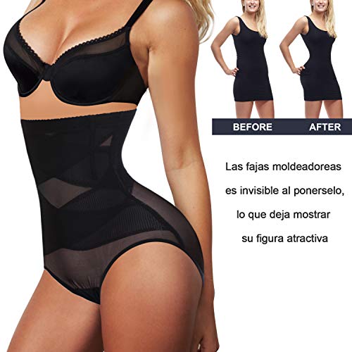 Lenceria Moldeadora Mujer Fajas Reductoras adelgazantes Mujer Body Shaper Shorts Braga Faja Postparto Shapewear Braguitas Moldeadoras para Mujer Body Moldeador Faja Pantalon (Negro, Small)