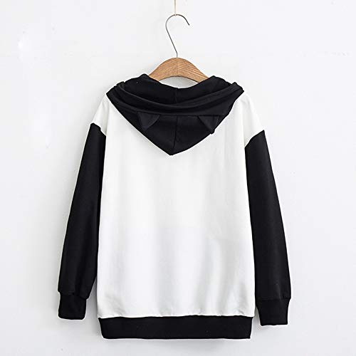 Lenfesh Sudadera con Orejas de Gato Casual Manga Larga Kawaii Sudaderas Adolescentes Chicas Tumblr Blusa Top Camisa