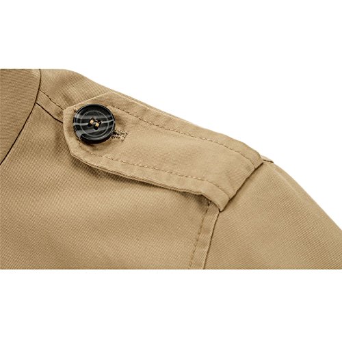 LEOCLOTHO Hombre Chaqueta de Estilo Militar Casual Multi-Bolsillo Collar del Soporte Invierno Parka Abrigo Caqui L