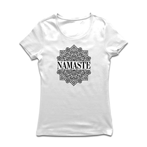 lepni.me Camiseta Mujer Meditación Yoga Namaste Mandala Zen Regalo Espiritual para Yogui (XX-Large Blanco Multicolor)