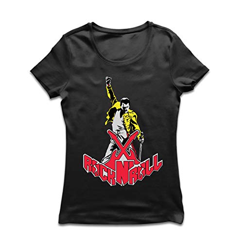 lepni.me Camiseta Mujer Rock and Roll para Siempre, Conjunto de Concierto de la Banda de Rock. (Medium Negro Multicolor)