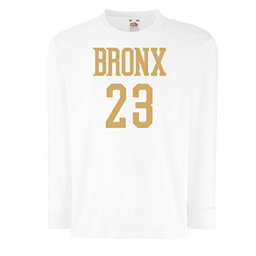 lepni.me Camiseta para Niño/Niña Bronx 23 Freestyle, Nueva York, Ropa Deportiva de Moda (14-15 Years Blanco Oro)