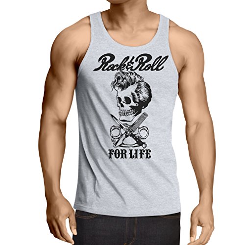 lepni.me Camisetas de Tirantes para Hombre Rock and Roll For Life - 1960s, 1970s, 1980s - Banda de Rock Vintage - Musicalmente - Vestimenta de Concierto (X-Large Blanco Multicolor)