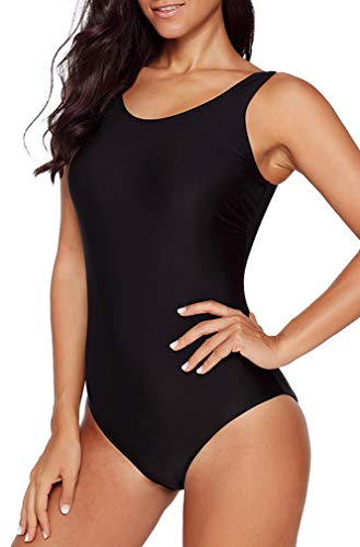 Leslady Mujer Traje de una Pieza Ropa de Baño Gradiente de Color Cruz Atrás Slim Fit Push up Bañador Deportivo