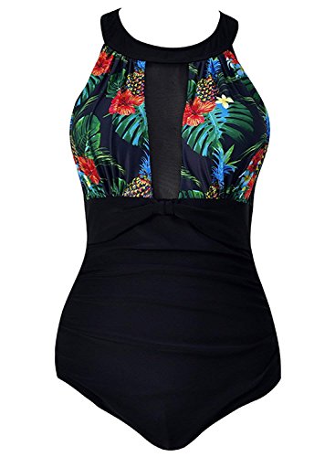 Leslady Traje de Baño Verano Mujer Bañador con la Transparencia Flor Sexy Push Up Ropa De Playa