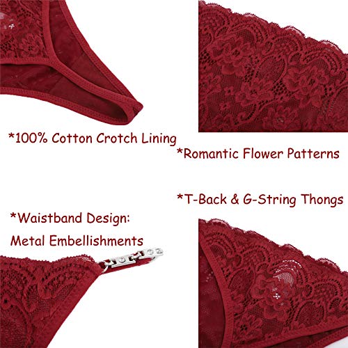 Levao Sexy Braguita Encaje Tangas Pantalones de Mujer sin Costuras Señoras Bragas Paquete de 6