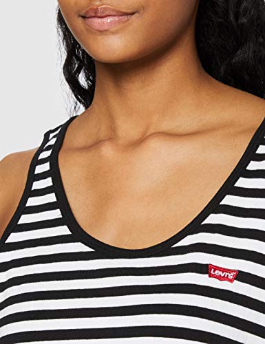 Levi's Essential Tank Camiseta Deportiva de Tirantes, Liza Mineral Black/White+, S para Mujer