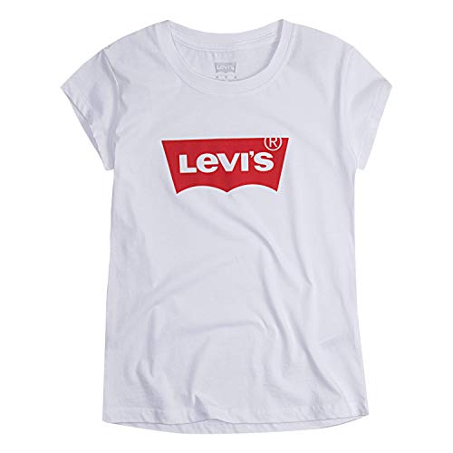 Levi's Girls' Toddler Classic Batwing T-Shirt, White/Red, 4T