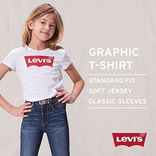 Levi's Girls' Toddler Fringe Hem Graphic T-Shirt, Charcoal Heather, 3T