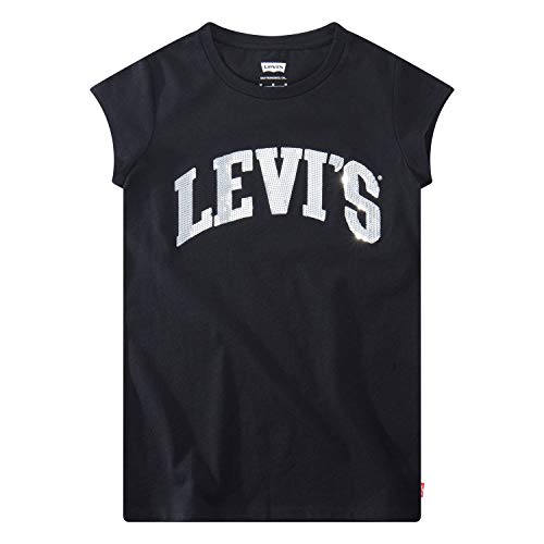 Levi's Graphic Logo T-Shirt Camiseta, Negro/Lentejuelas, M para Niñas