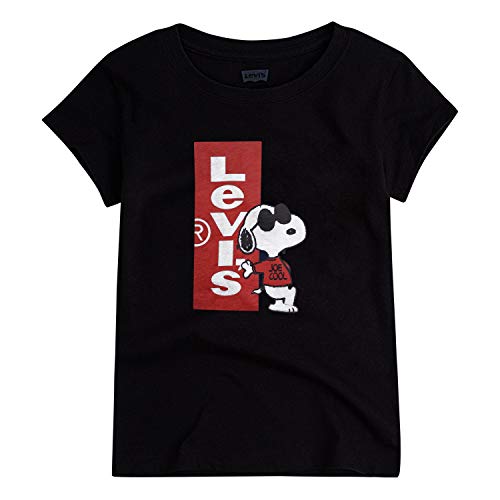 Levi's Graphic T-Shirt Camiseta, Black Snoopy, 6X para Niñas
