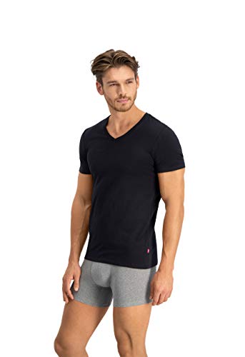 Levi's Levis Men V-Neck 2P Camiseta, Negro (Jet Black 884), Medium (Pack de 2) para Hombre