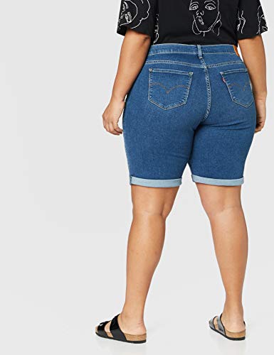 Levi's Plus Size Pl Shaping Bermuda Pantalones Cortos, Azul (Paris Rain Plus 0028), Talla Única (Talla del Fabricante: 16) para Mujer