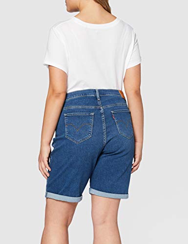 Levi's Plus Size Pl Shaping Bermuda Pantalones Cortos, Azul (Paris Rain Plus 0028), Talla Única (Talla del Fabricante: 16) para Mujer