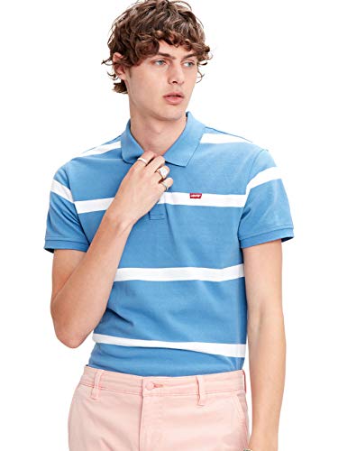 Levis - Polo para hombre Standart HM Good Polo azul a rayas, 100% algodón, tallas S, M, L, XL y XXL Stripe Riverside/White (0029). S