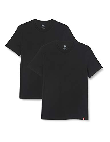 Levi's Slim 2Pk Crewneck 1 Camiseta, Two-Pack tee Black + Black, S 2 para Hombre
