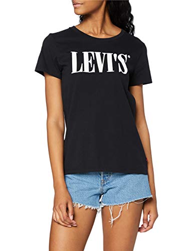 Levi's The Perfect Tee, Camiseta, Mujer, Negro (90's Serif Perfect T2 Caviar 0783), L