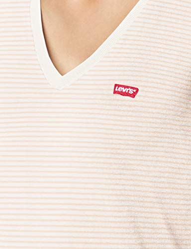 Levi's Vneck Camiseta, Annalise Stripe Sepia Rose, M para Mujer