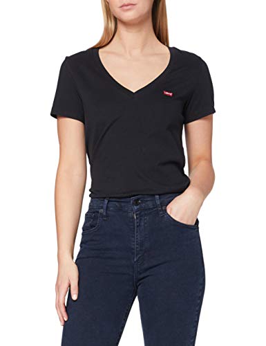 Levi's Vneck Camiseta, Black (Caviar 0003), Medium para Mujer