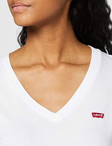 Levi's Vneck Camiseta, White (White + 0002), Medium para Mujer